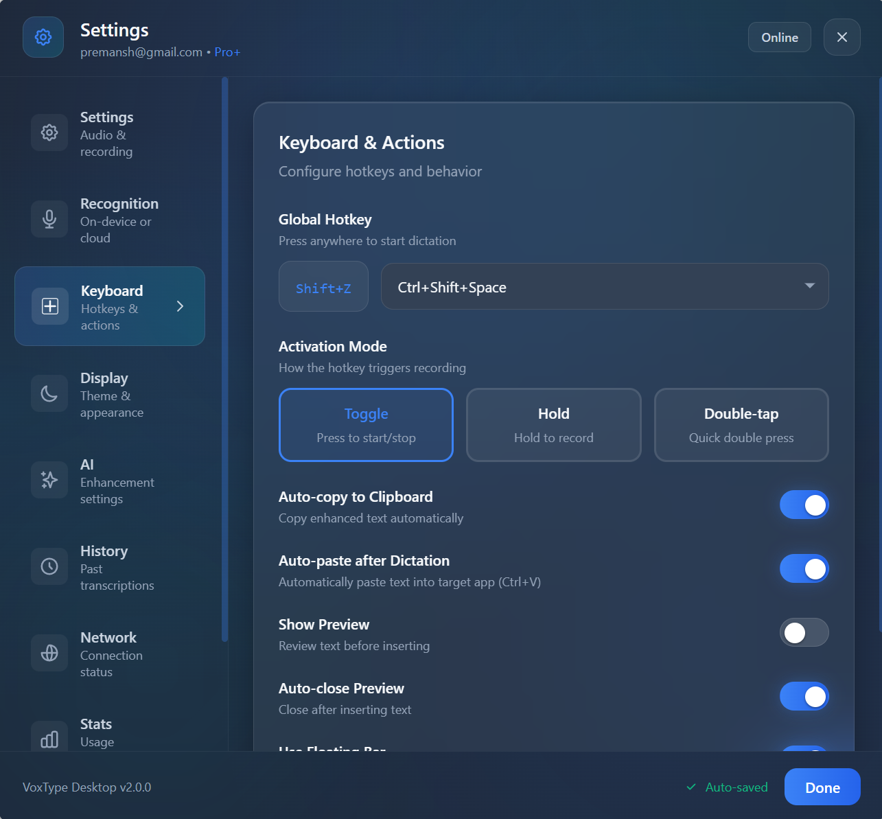 VoxType Desktop app mockup